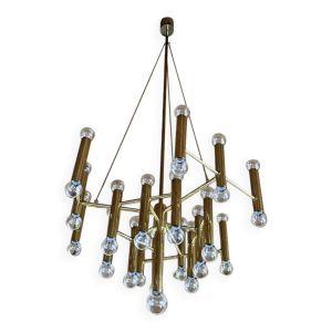 XXL 60s 70s lustre Sciolari Brass avec 37 flammes