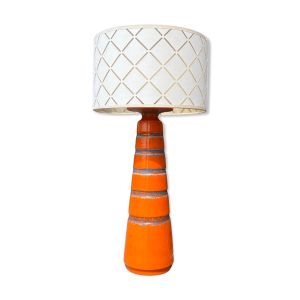 Lampe table vintage rare fabriquée en Allemagne années 1960   Style Vulcano orange-bleu avec ombre