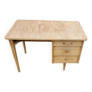 Bureau à caisson en bois brut, 1940-1950