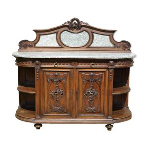 Buffet sculpté en noyer & marbre destyle Louis XVI