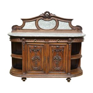 Buffet sculpté en noyer & marbre destyle Louis XVI