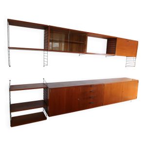 Système d'étagères modulaires String Étagère Nisse Étagère murale en teck années 60