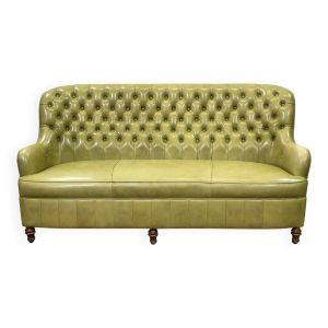 Canapé Chesterfield 3 places en cuir vert olive