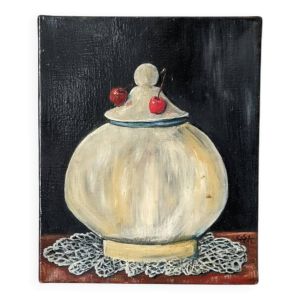 Petite huile sur toile nature morte tableau esprit campagne slow décoration