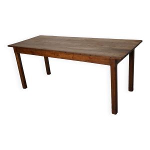 Table de salle à manger de ferme rustique française en orme antique du début du 20e siècle