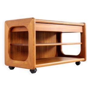 Desserte, table d'appoint vintage en teck sur roulettes, Danemark