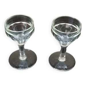 2 verres à pied bistrot verre transparent à facettes