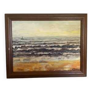 Tableau marine signé sur panneau d’isorel