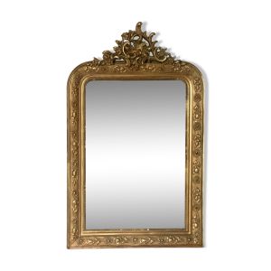 Miroir cheminée doré à fronton