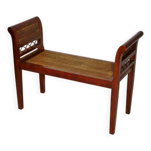 Banc en osier Empire Banc en osier de style ancien en noyer