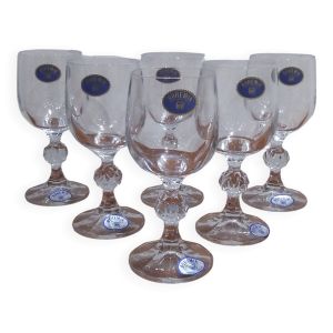 Série de 6 verre à porto ou apéritif en cristal de bohême
