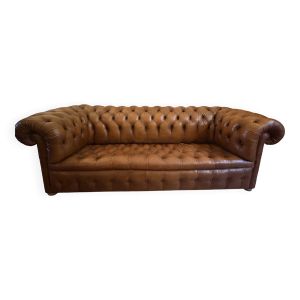 Canapé 3-4 places chesterfield en cuir