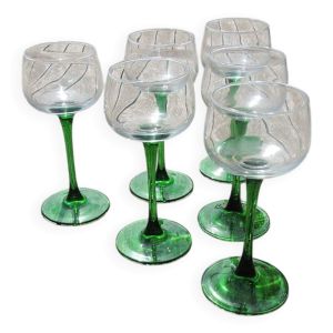 6 anciens verres à vin blanc d’Alsace