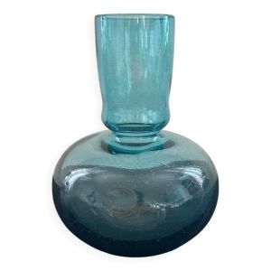 Vase en verre bullé bleu style Biot
