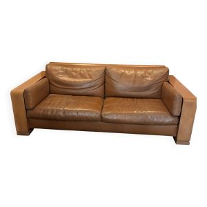 Canapé cuir camel Hugues Chevalier madison