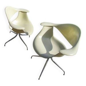 DAF CHAIR - Paire de chaises SWAG base - George NELSON & Charles Pollock