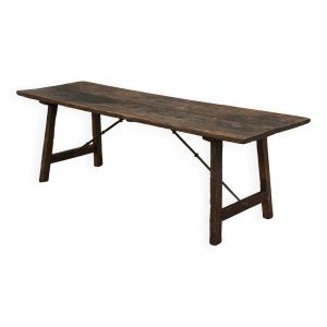 Table à manger espagnole antique en châtaignier