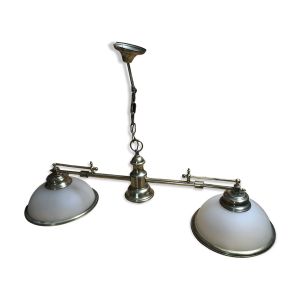 Luminaire 2 globes en verre et laiton