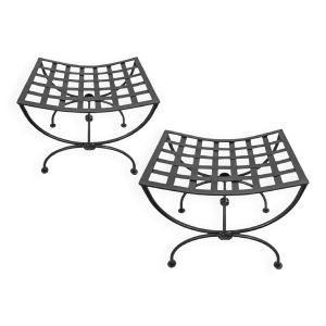 Paire de tabourets curule - Fer Forgé - Vintage XXe siècle Excellent état