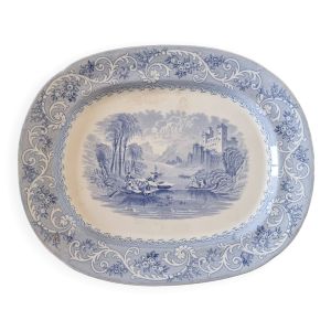 Grand plat ou plateau en porcelaine anglaise Staffordshire « Rhin » de 1870