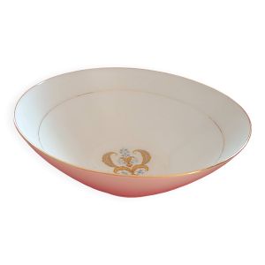 Saladier en Bavaria, modéle Annabel. Blanc, liseré doré avec motif sentral.