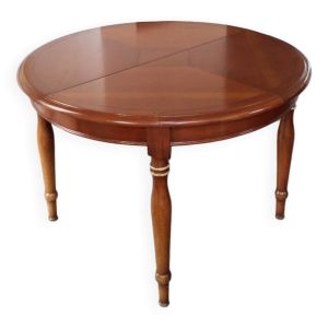 Table ronde en merisier à rallonges