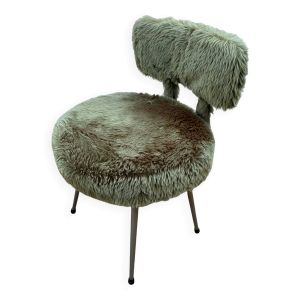 Chaise en fausse fourrure verte, 1960