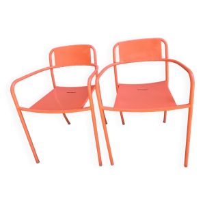 Chaises Tolix patio corail