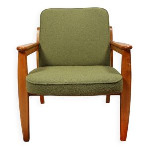 Fauteuil vintage vert boucle 1960 Scandinavian design