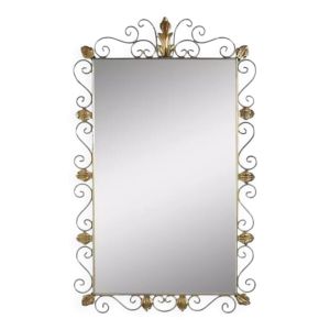 Miroir rectangulaire années 50 - 60 sur cadre laiton