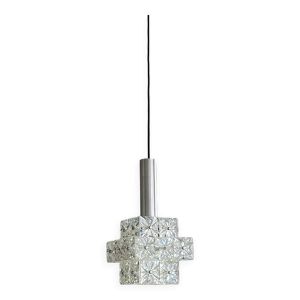 Suspension lustre en plexiglas pointe de diamant aluminium