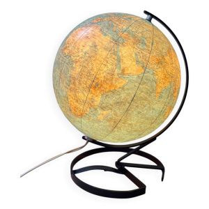 Vintage globe terrestre lumineux 1960 lampe de chevet