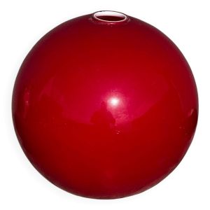 Abat Jour / Plafonnier Globe Opaline Rouge années 70