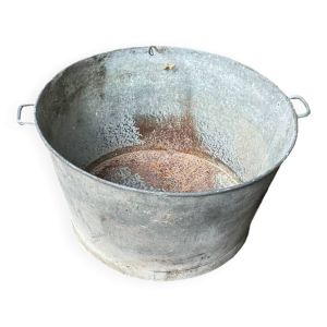 Grande bassine poignées en acier vintage