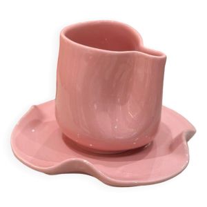 Set tasse mug nénuphar céramique artisanal pop rose barbapapa