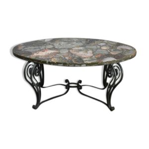 Table basse en marbre et fer forgé 1950