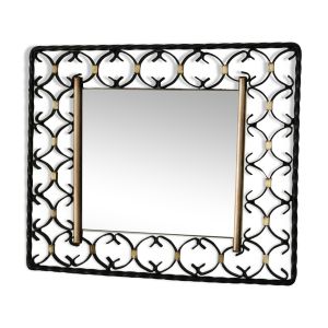Miroir en fer forgé et laiton vintage 50/60