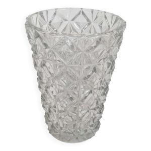 Vase en verre pressé moulé années 60 Hauteur 30 cm