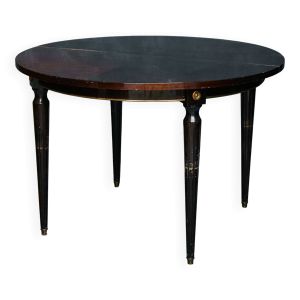 Table ronde extensible en bois verni – Avec 2 rallonges