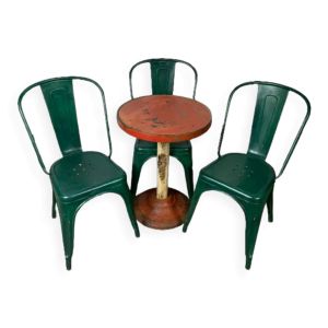 Ensemble chaises et guéridon Tolix