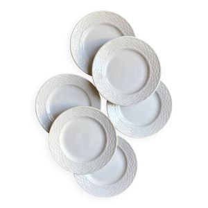 6 assiettes à dessert St Amand en faïence blanche