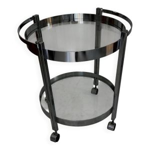 Desserte Ronde Française en acier chromé vintage 70 en parfait état