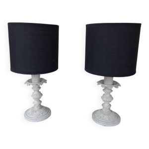 Paire de lampes de chevet patinées