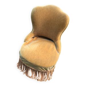 Fauteuil crapaud vert velours année 70-80