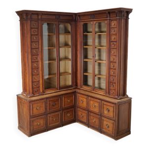Grand cabinet d'apothicaire d'angle allemand antique en pin pitché / Vitrine vers les années 1900
