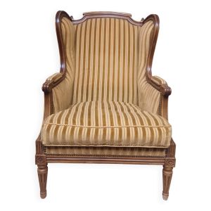 Large bergere à oreilles style Louis XVI