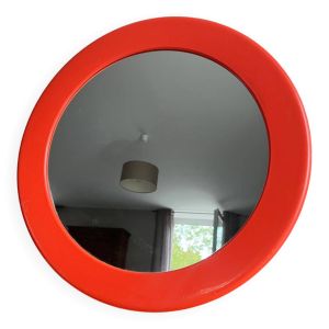 Miroir rond Syla vintage en plastique orange