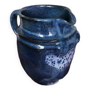 Ancien pichet Lamoura la Combe de bac en grès émaillé bleu
