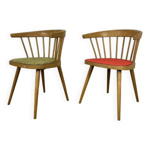 Paire de fauteuils de bureau à barreaux Baumann 740, années 60