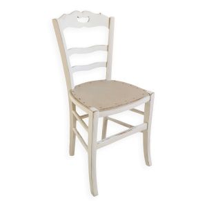 Chaise bistrot patinée blanche